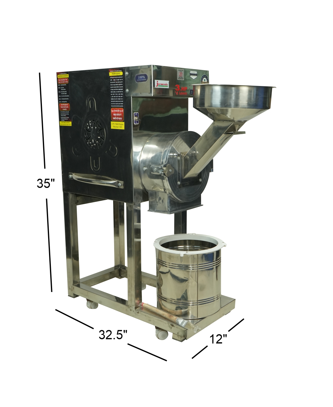 Jeemenie Stainless Steel Commercial Atta Chakki Machine 2HP Semi Auto